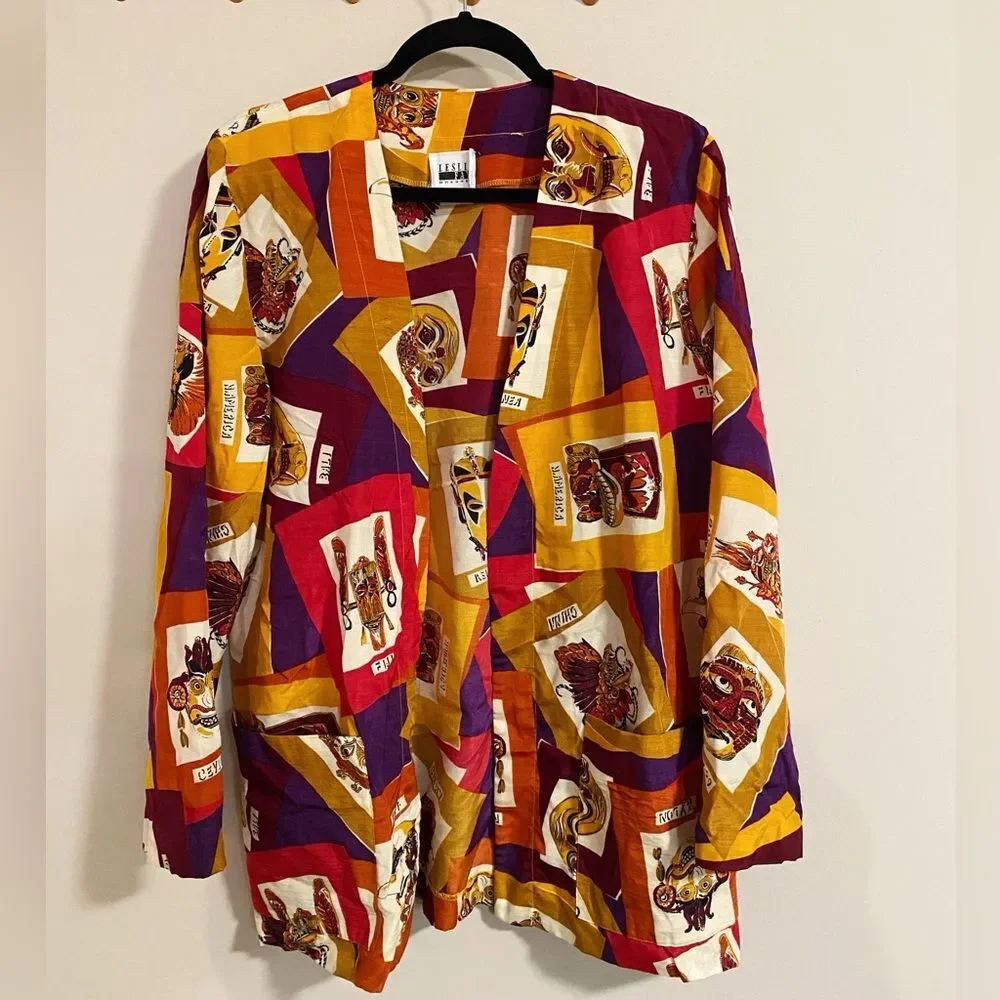 Vintage Retro Maximalist Eclectic Travel Unique Thin Jacket - Picture 2 of 11